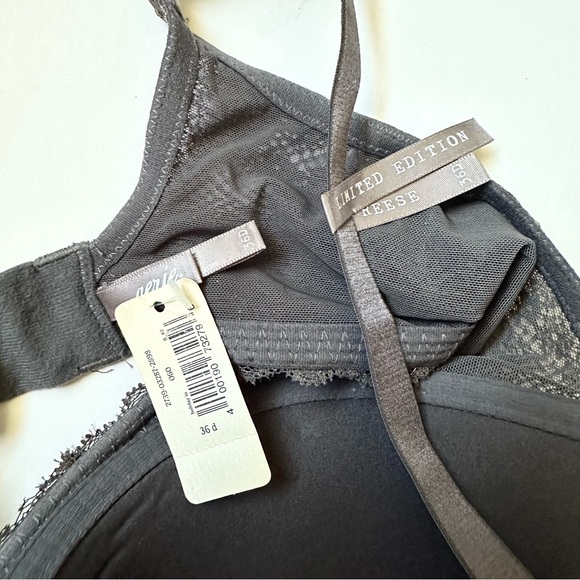 Aerie Limited Edition Reese Push Up Bra Grey Gunmetal Gold Lace Bow 36D - Picture 4 of 8